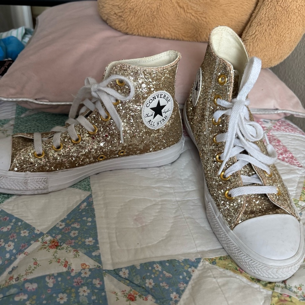 Gold Chunky Glitter Sequin High Top Converse